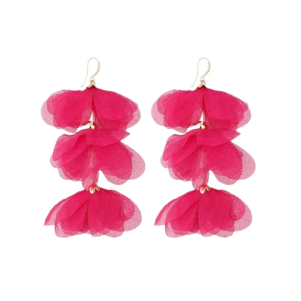 Multi Layered Silk Earrings in Pink
