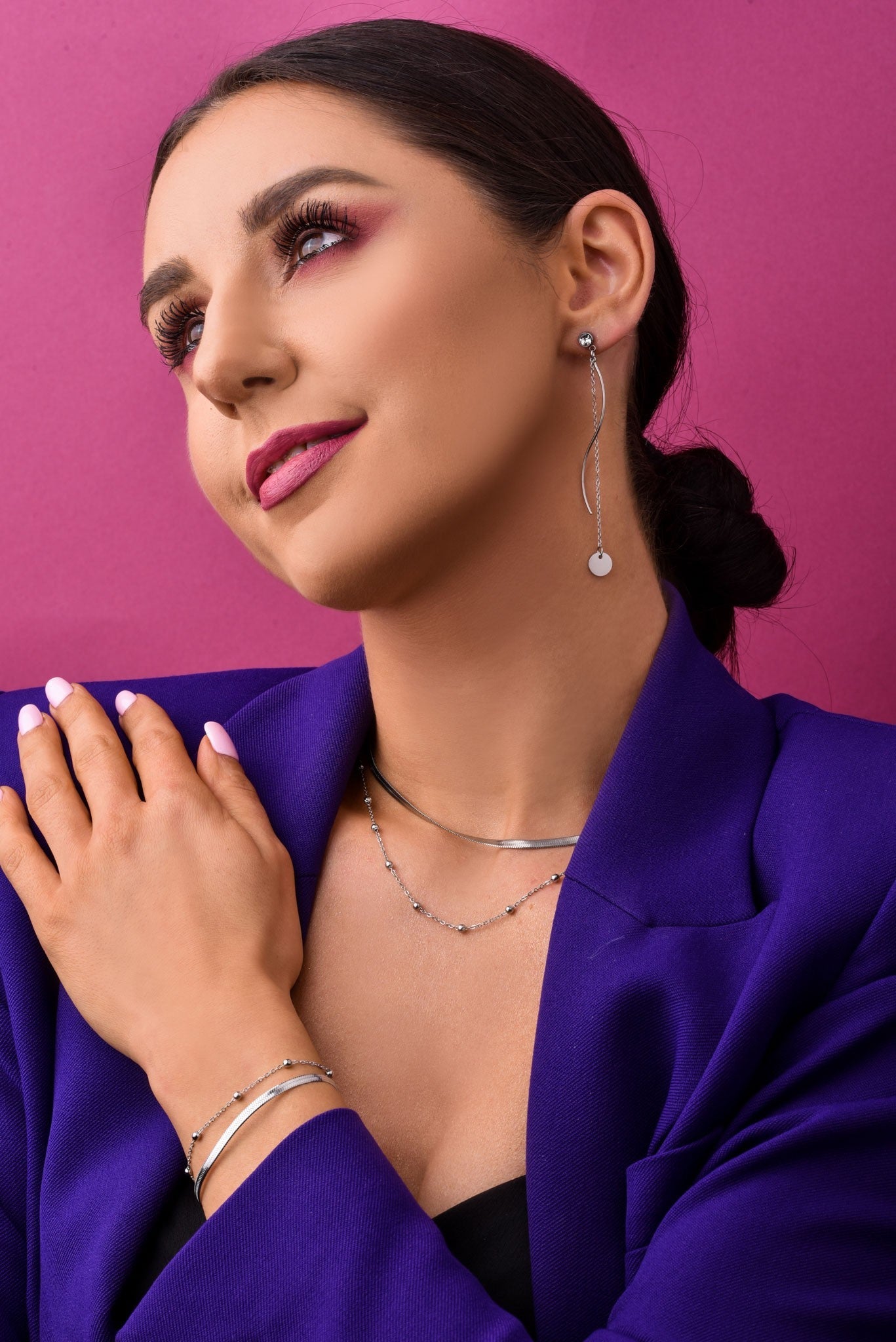 Silver Stainless Steel Double Chain Bracelet