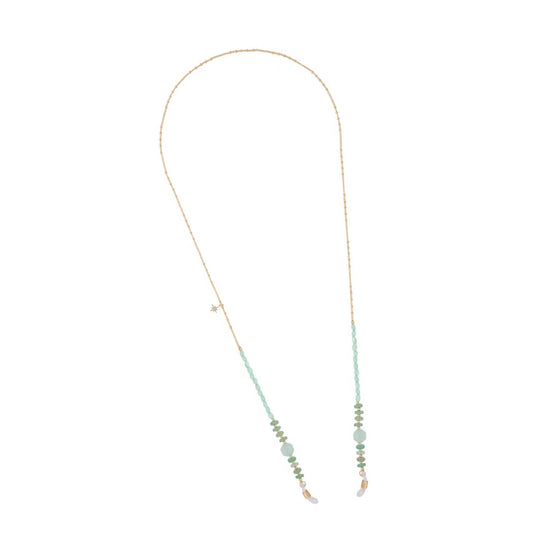 Eyeglasses Beaded Chain with Green Jadeite Stones