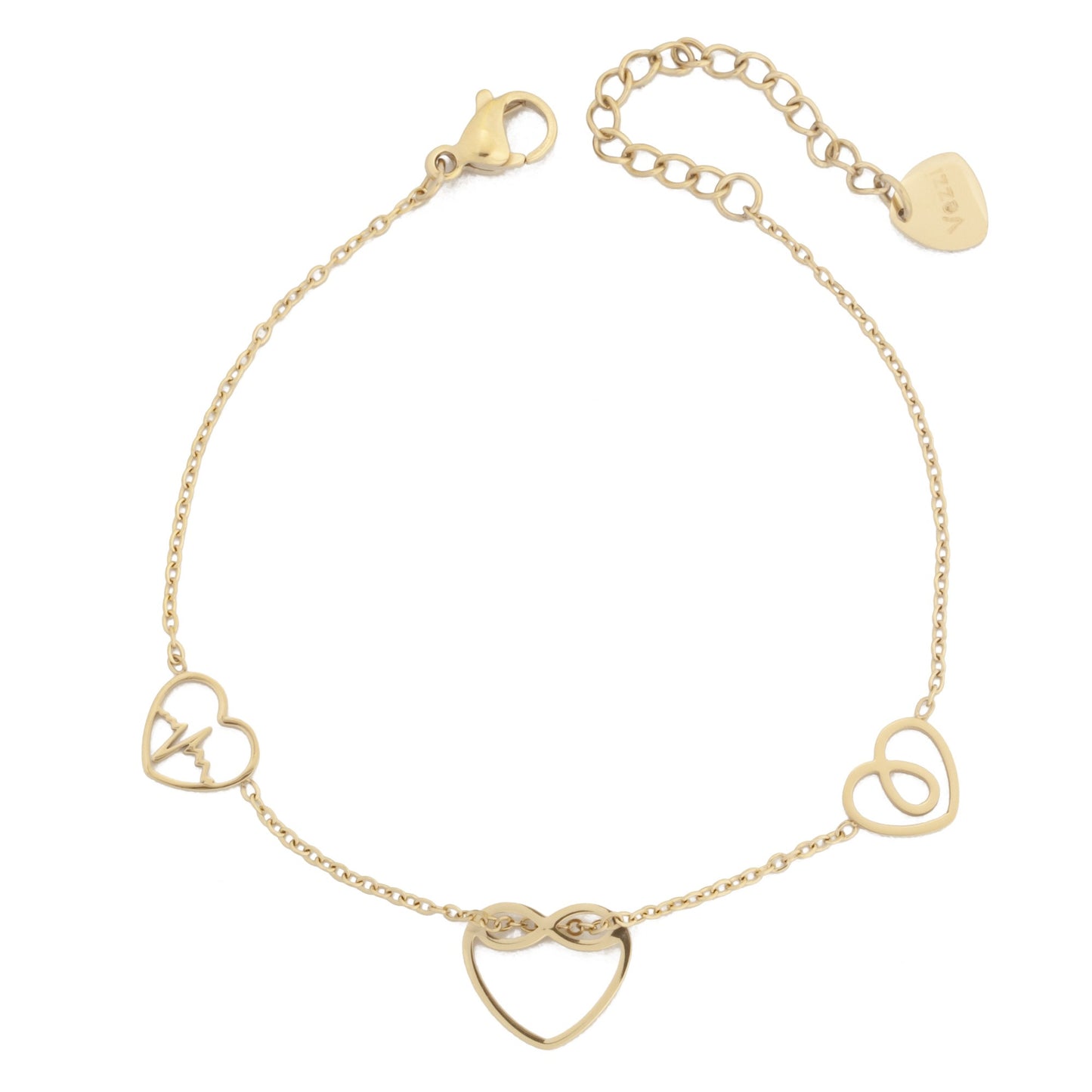 14k Gold Plated Triple Heart Necklace