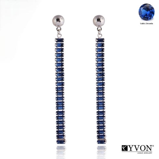 Glamour Royal Blue Zirconia Drop Earrings