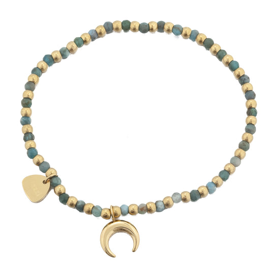 Stainless Steel and Blue Apatite Stone Bracelet with Flower Pendant