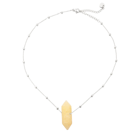 Silver Chain Necklace with Citrine Stone for Prosperity and Energy