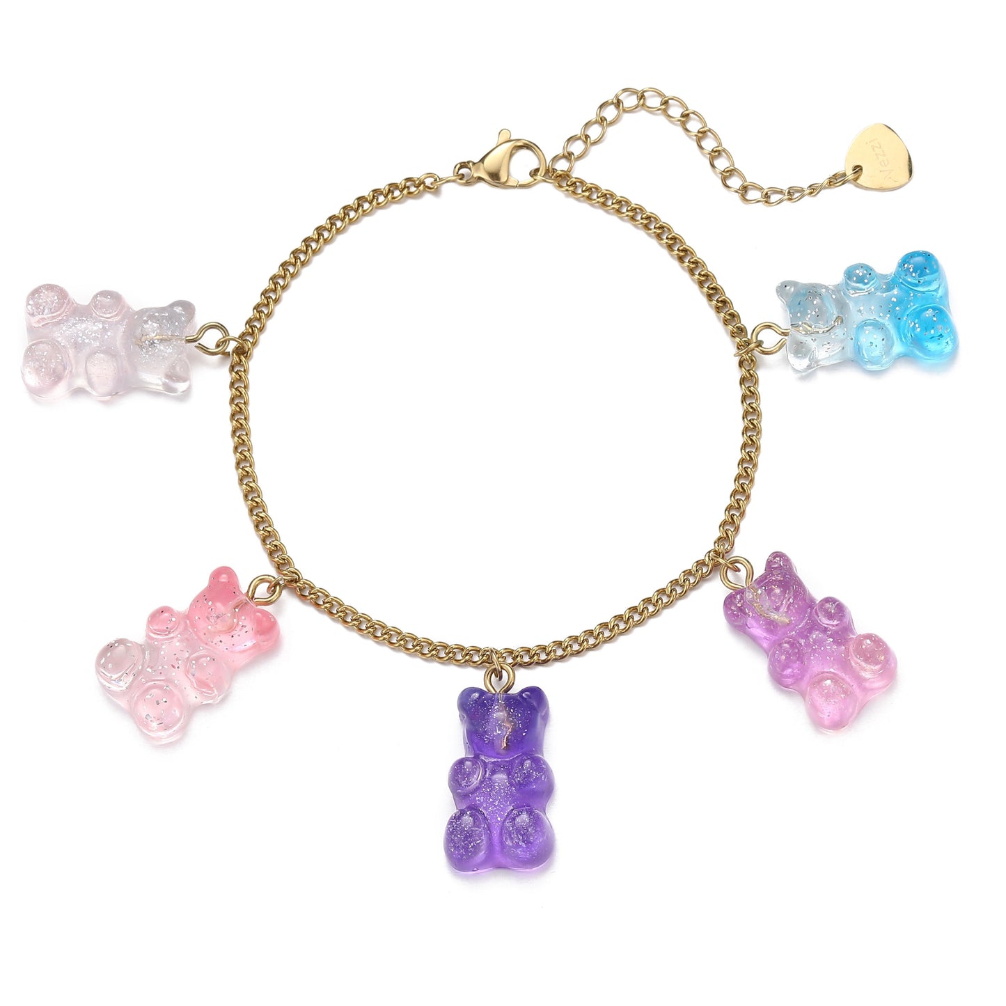 14k Gold Plated Colorful Bears Bracelet