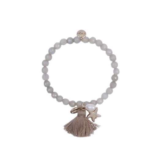 Beige Natural Stone Bracelet with Pendants
