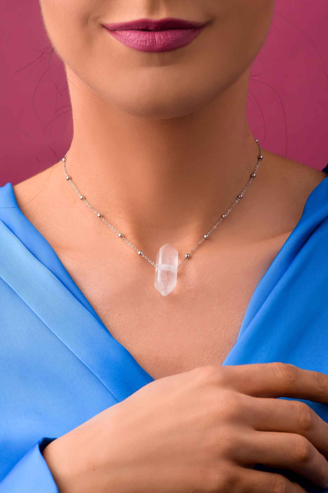 Silver Himalayan Gemstone Crystal Necklace