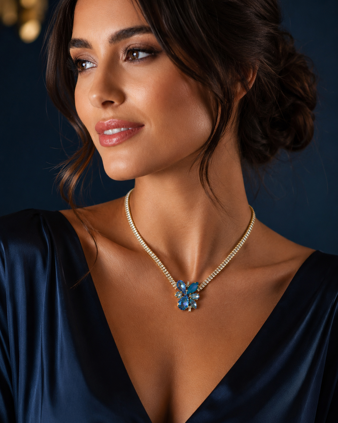 Blue Necklace with Crystals Do it For Me 0272