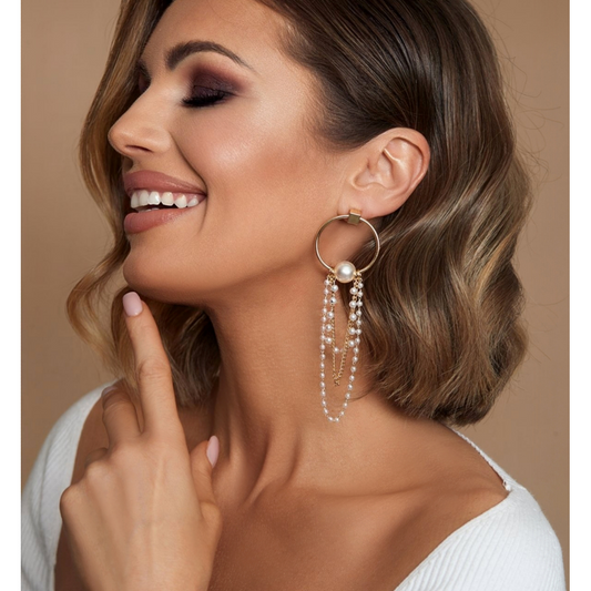 Glamour Pearls and Chain Earrings