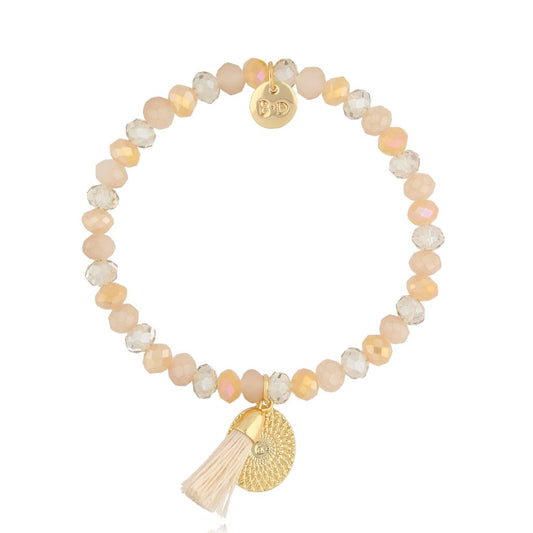 Bracelet with Beige Faceted Glass Crystals Summer Song