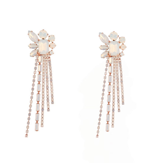 Statement Glamour Crystal Earrings in Rose Gold