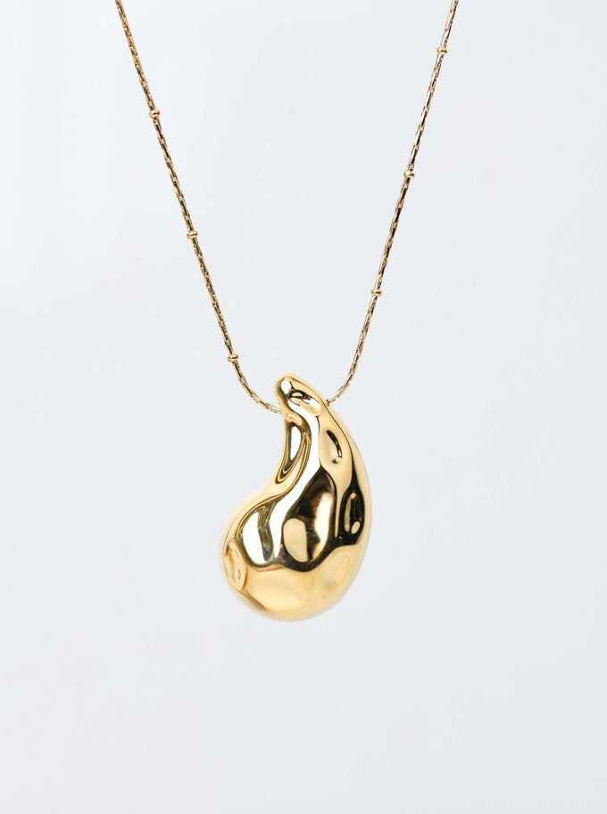 Gold Plated Lightweight Chunky Teardrop Necklace (3cm)