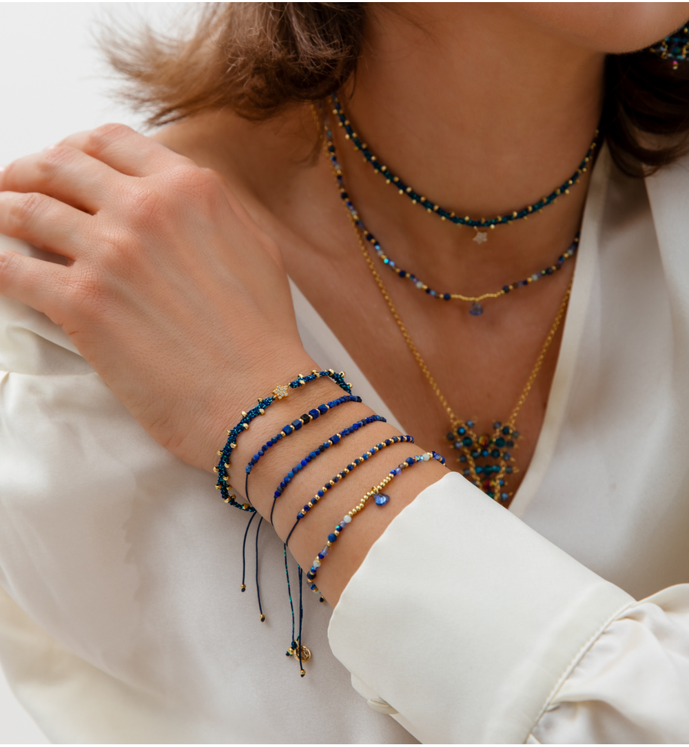 Blue Lapis Mystique Stones Bracelet Set of 3 - 0298