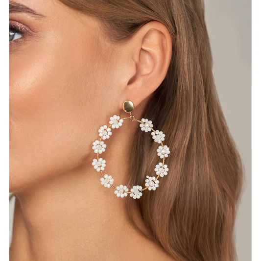 White Crystal Flower Earrings Chillout