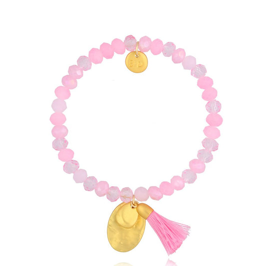 Light Pink Faceted Glass Crystals Bracelet