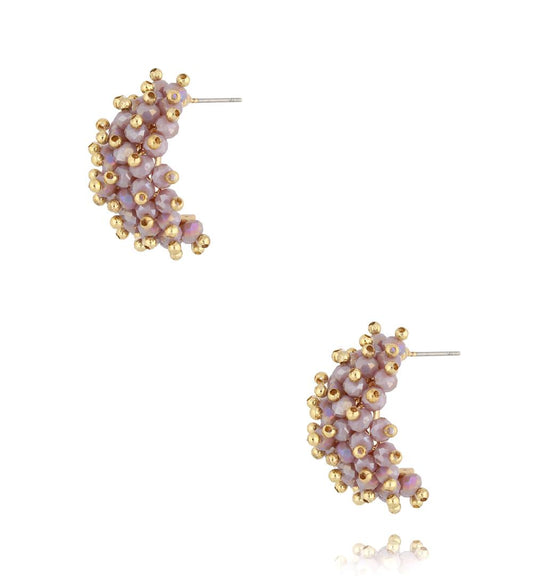 Old Lavender Faceted Glass Crystal Earrings 0157