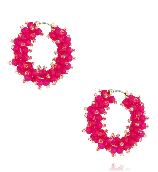 Luminous Fuchsia Glass Crystal Earrings