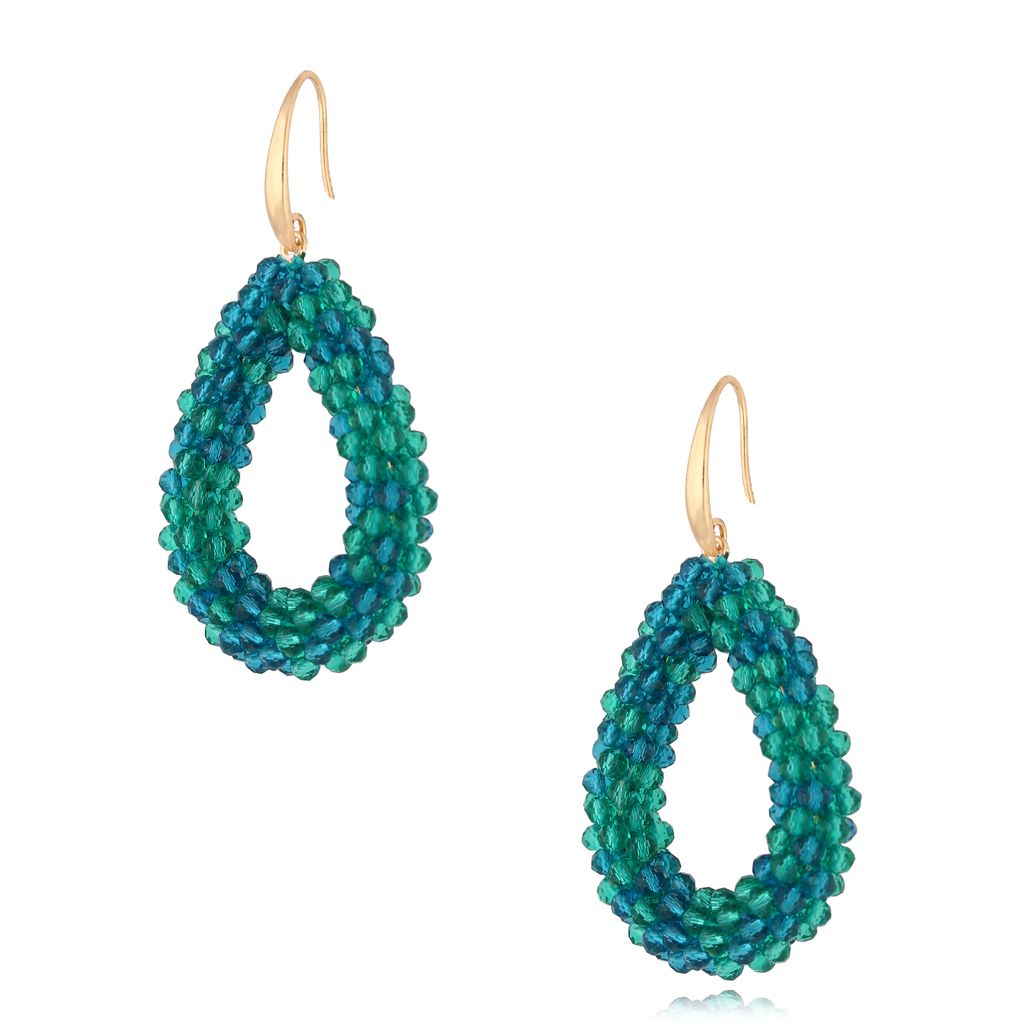 Sparkling Emerald Green Faceted Glass Crystals Earrings