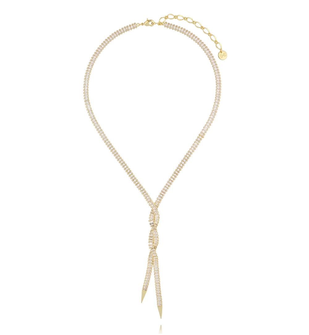 Glamour Double Zirconium Lariat Necklace Shinning 0373