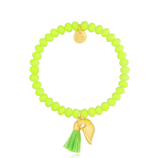 Neon Green Faceted Glass Crystals Bracelet