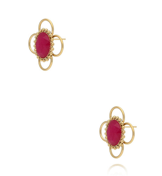 Earth Song Gold Plated Jadeite Stone Earrings 0010