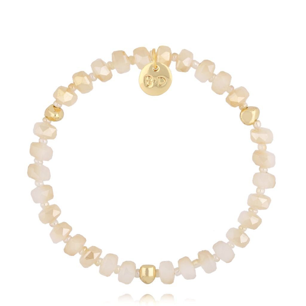 Luminous Sand Beige Glass Crystals Bracelet 0341
