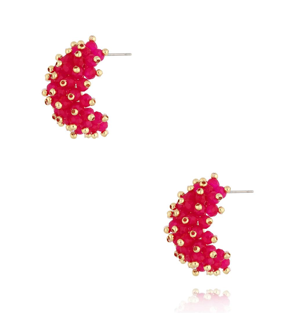 Fuchsia Faceted Glass Crystal Earrings