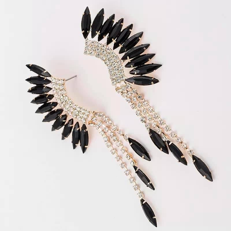 Black and Transparent Crystal Brady Drop Earrings