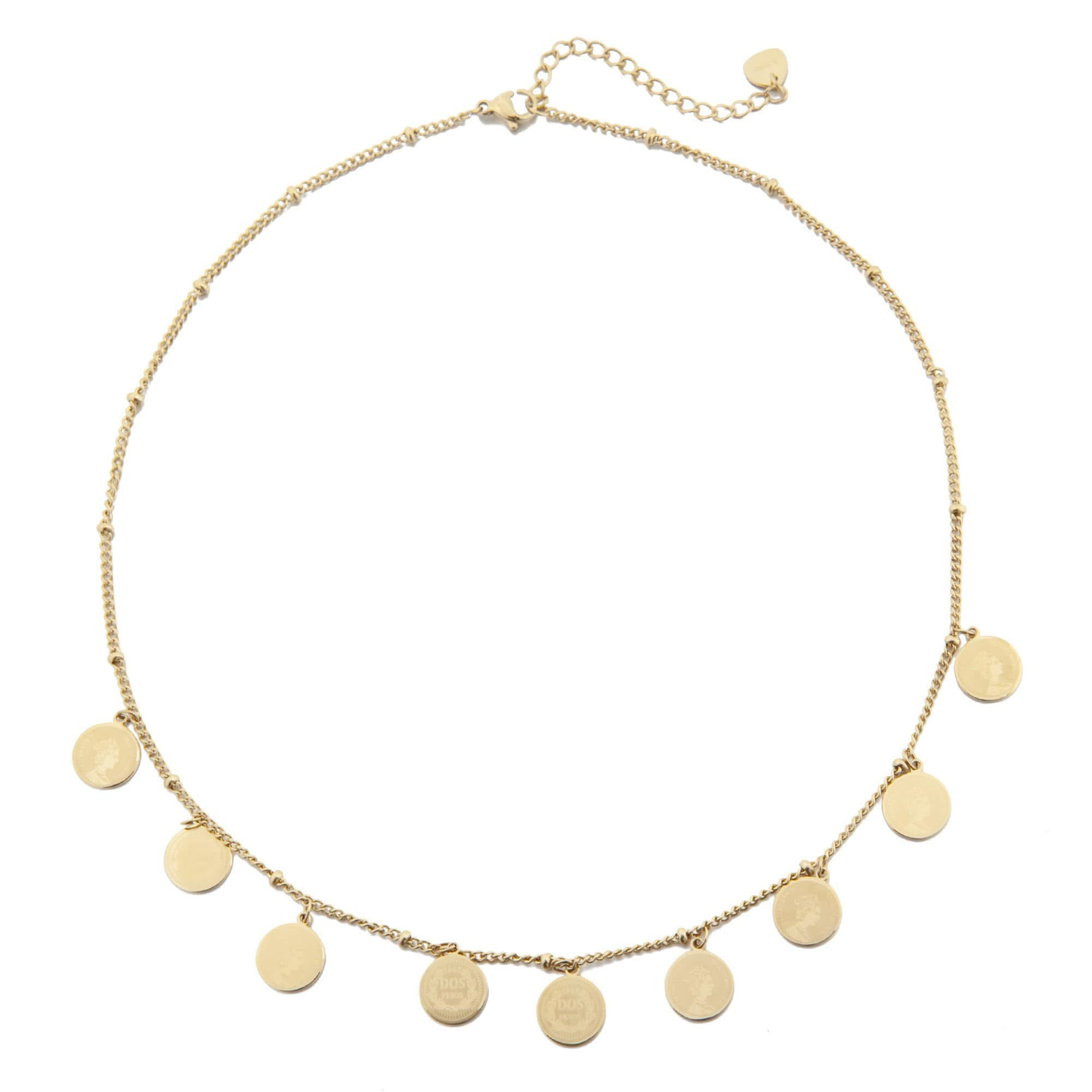 14k Gold Plated Stainless Steel Coins Necklace