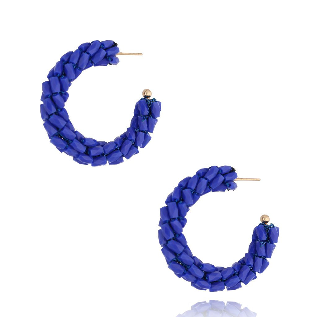 Royal Blue Crystal Hoops Earrings Descansar