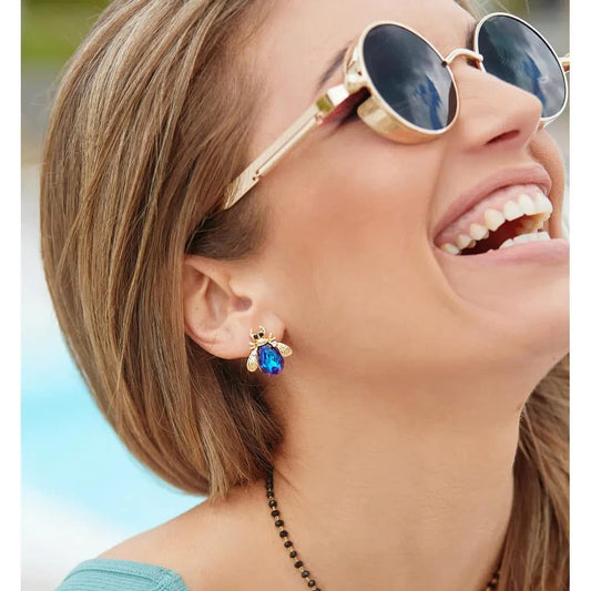 Royal Blue Beetle Stud Earrings