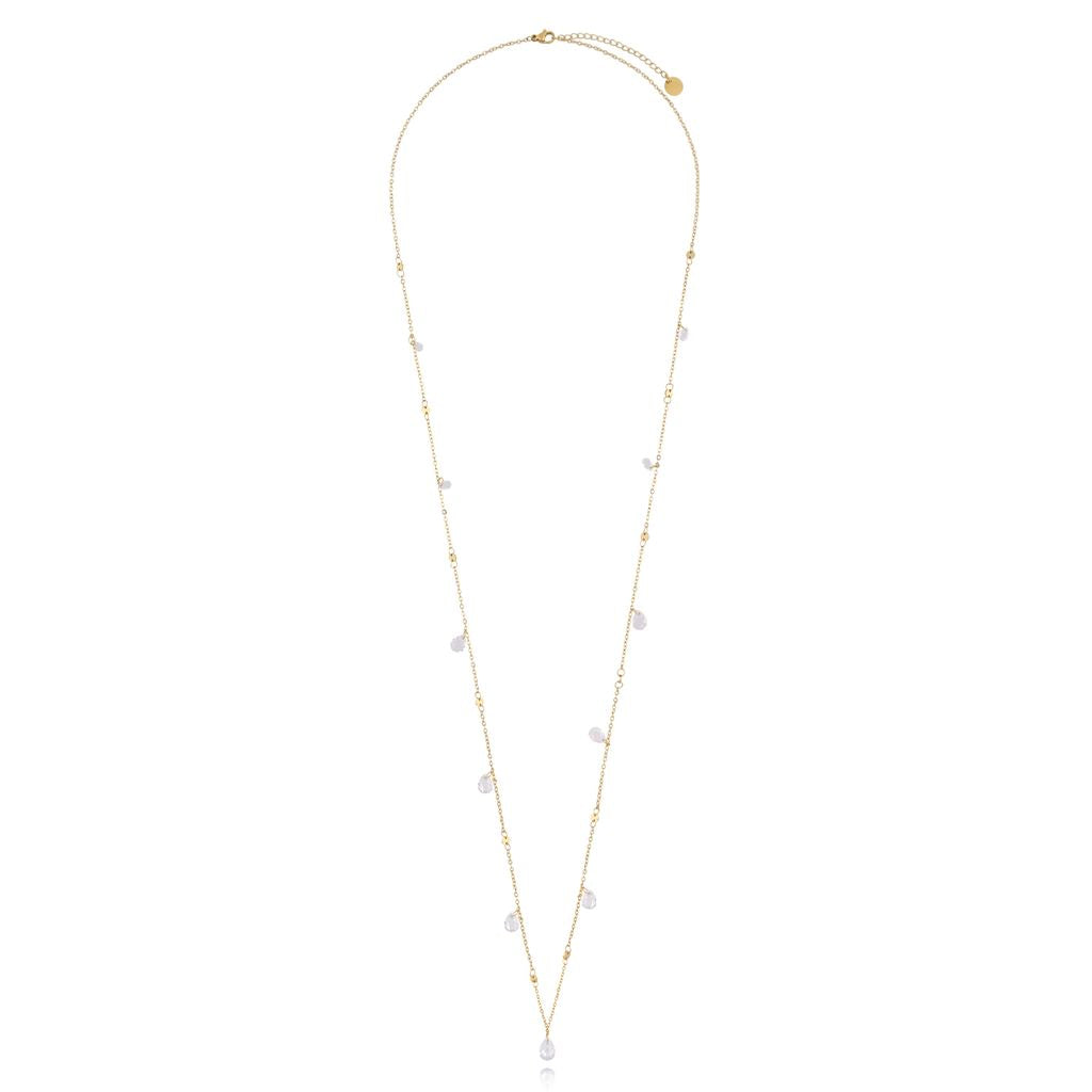 Gold Plated Aristocratic Necklace with Glass Crystals