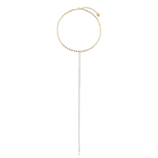 Glamour Gold and Perls Long Lariat Necklace 54