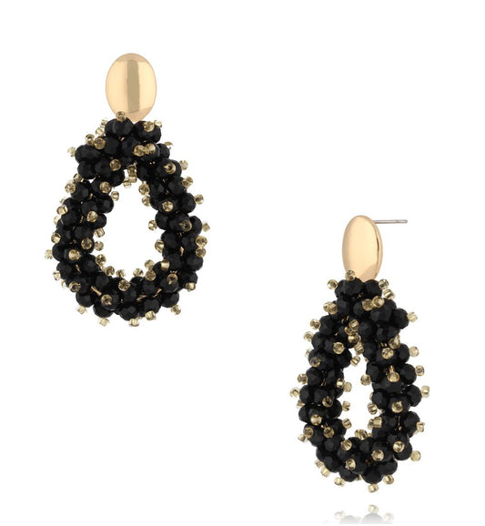 Luminous Black and Gold Crystal Earrings