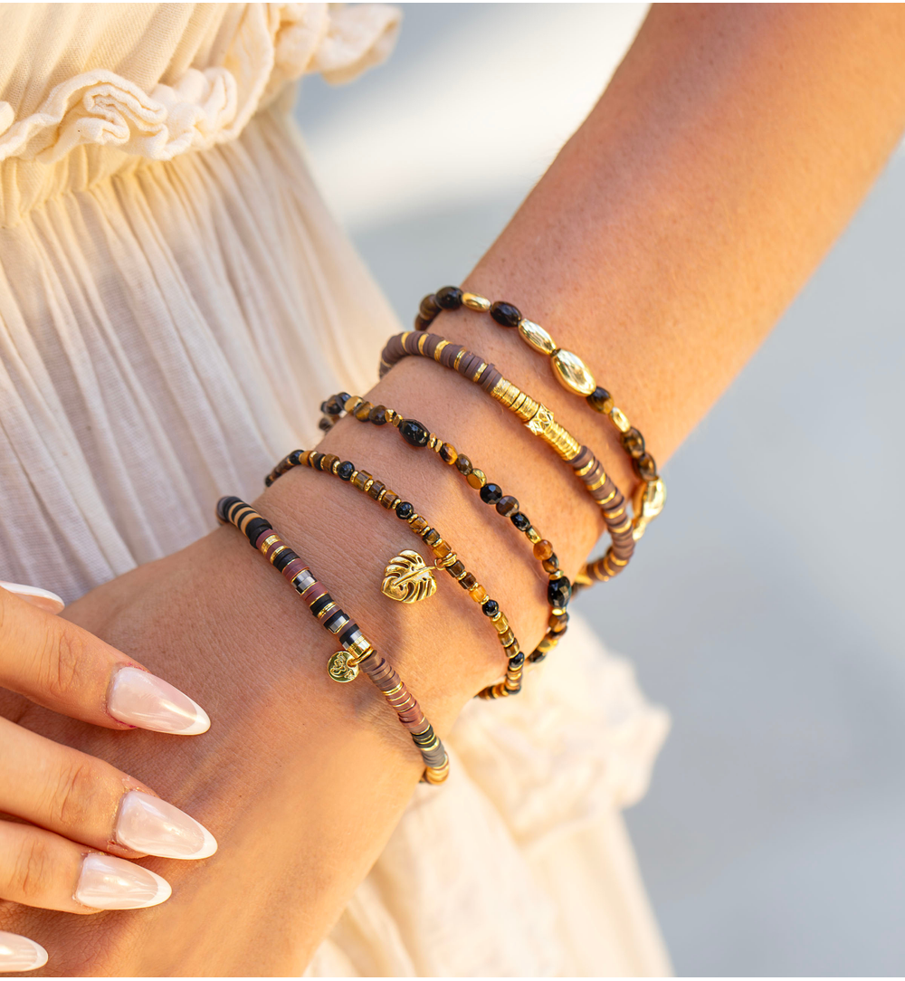 Tigers Eye and Black Agate Stones Bracelet Bracelet 2269