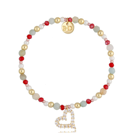 Pastel Paradise Bracelet with Crystal Heart Pendant