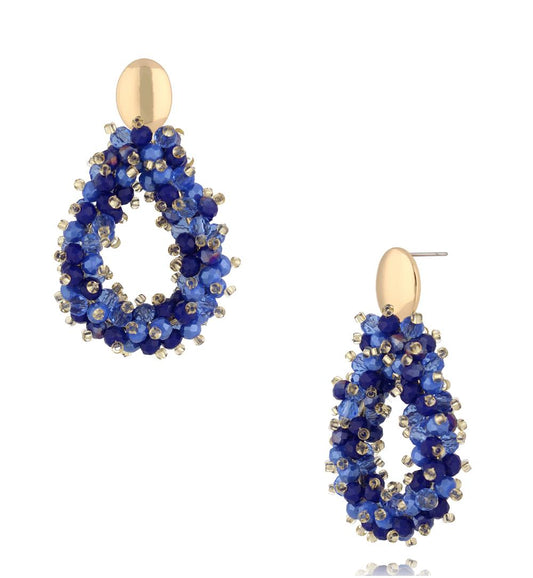 Luminous Royal Ble and Clear Crystals Earrings 0268