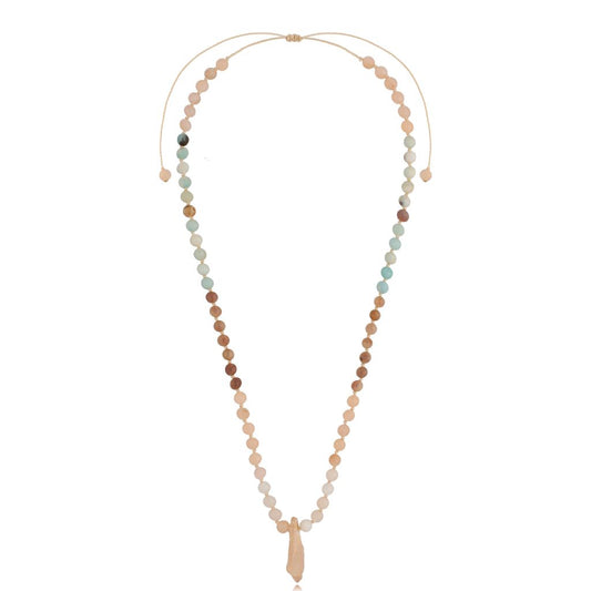 Amazonite and Jade Stones Necklace on Adjustable Rope