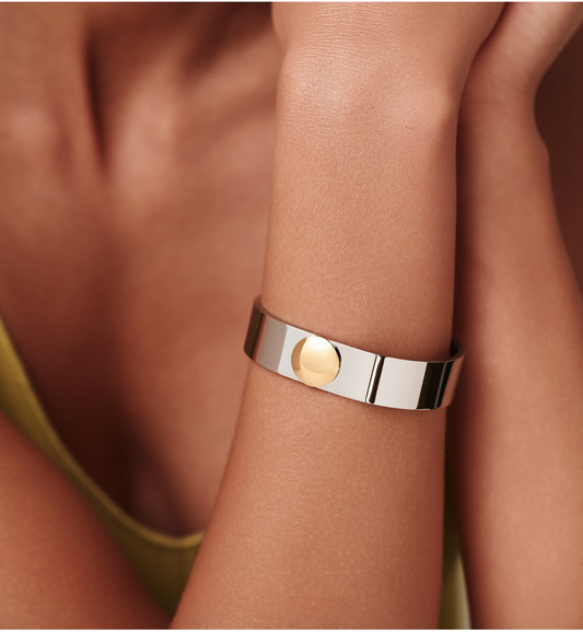 Golden Eclipse Two Tone Cuff Bracelet 0965