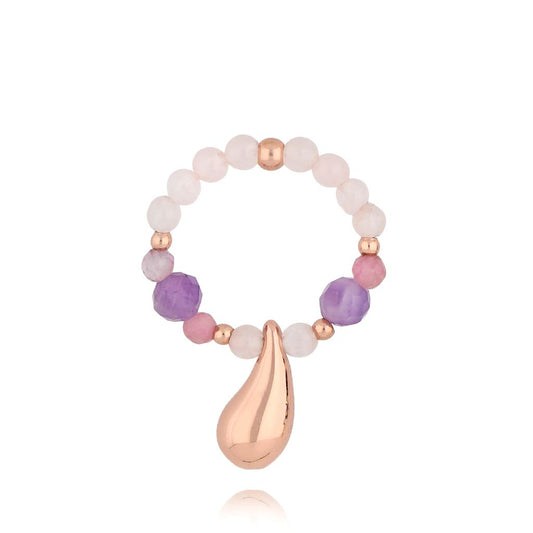 Ametyst Ring with Rose Gold Tear Drop Pendant Natures Tear