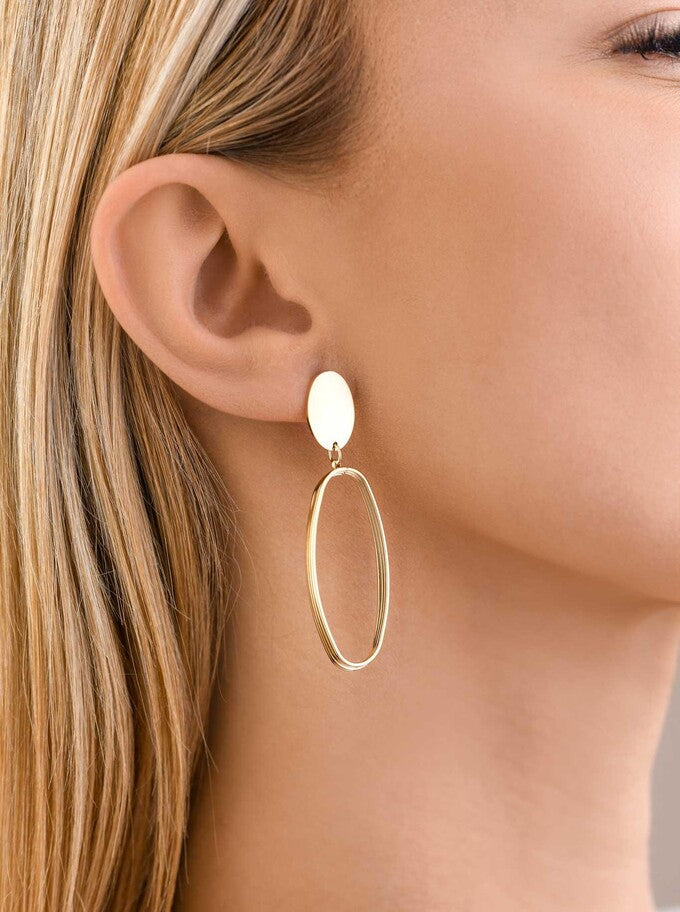 14k Gold Plated Multi Layer Oval Hoop Earrings