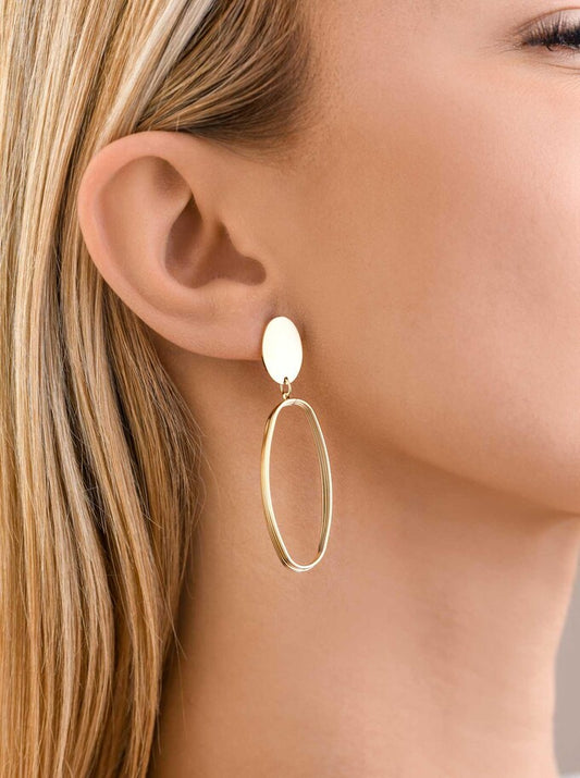 14k Gold Plated Multi Layer Oval Hoop Earrings
