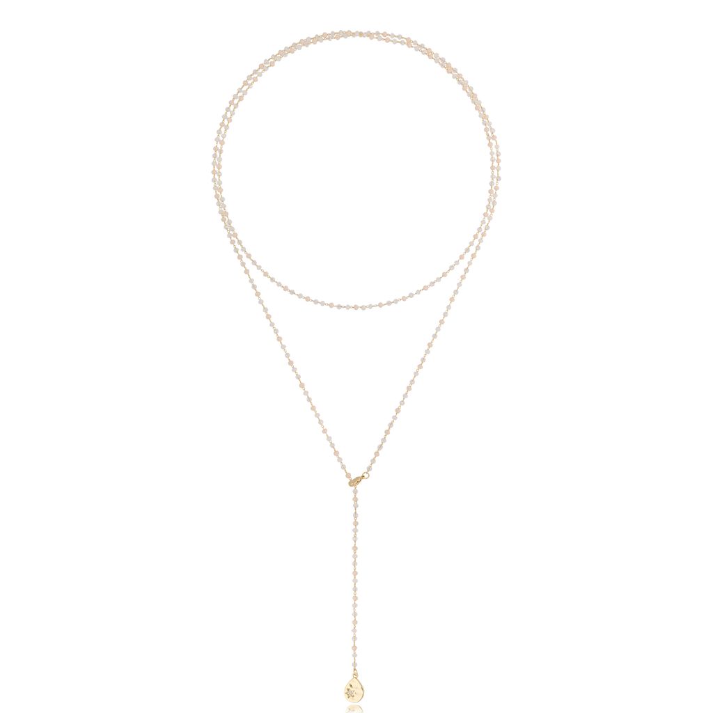 Long Double Layer Necklace Cristalli in White and Transparent Crystals