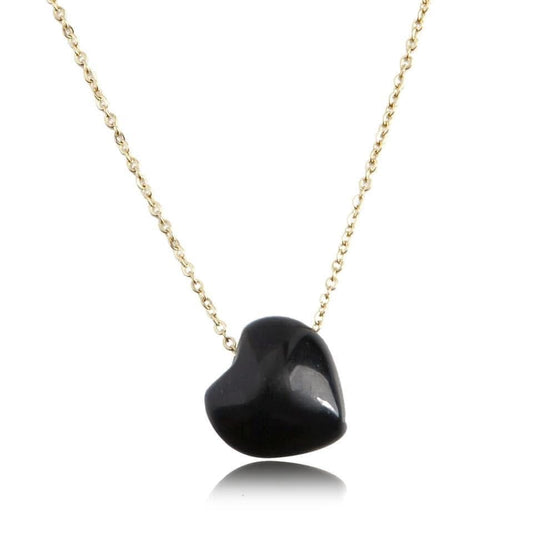 14k Gold Plated Onyx Heart Necklace