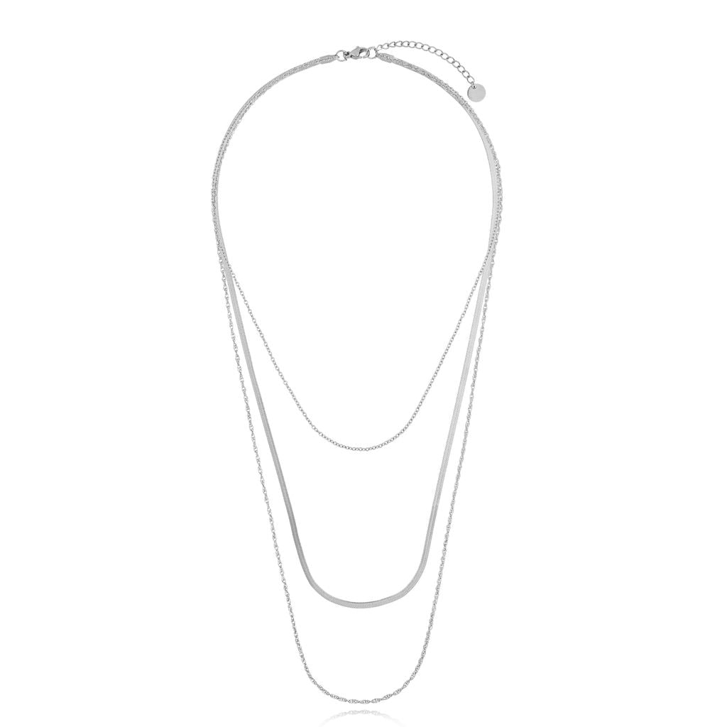 Silver Triple Chain Necklace Ginevra