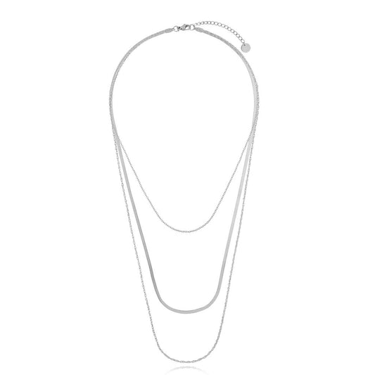 Silver Triple Chain Necklace Ginevra