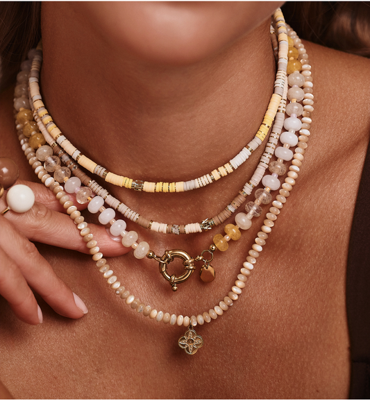 Simplicity Beige and Brown Modeling Clay Necklace