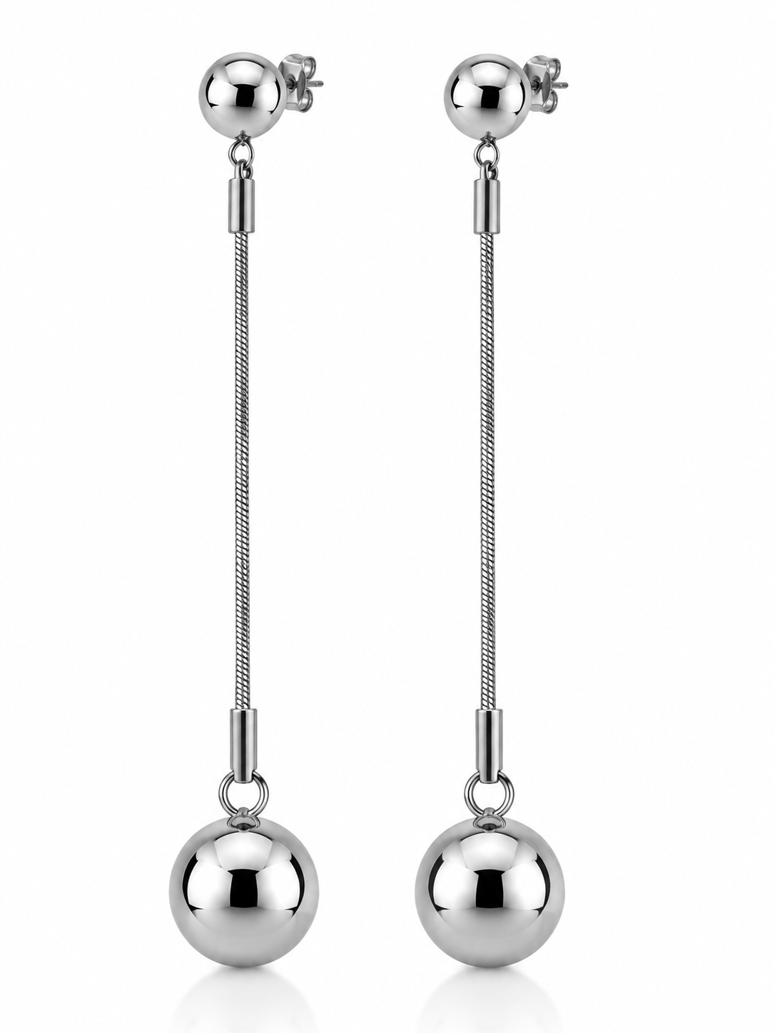Caleste Silver Ball Drop Earrings