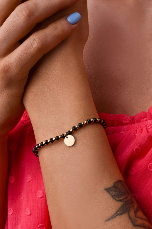 14k Gold Plated Bracelet with Black Crystals