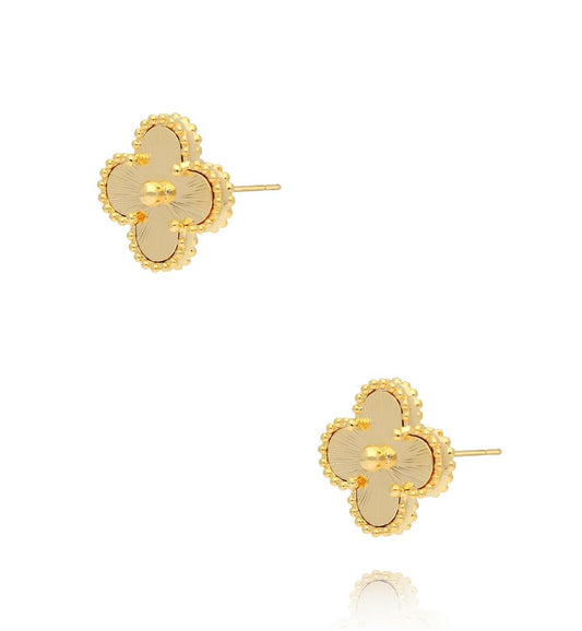 Gold Wave Clover Studs