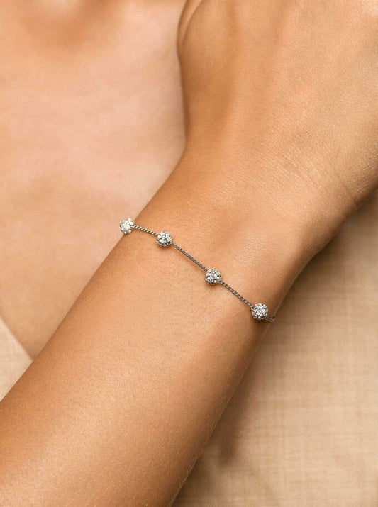 Silver Bracelet with Crystal Balls